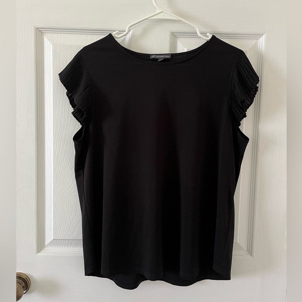 Adrianna Papell Black Ruffle Sleeve Blouse